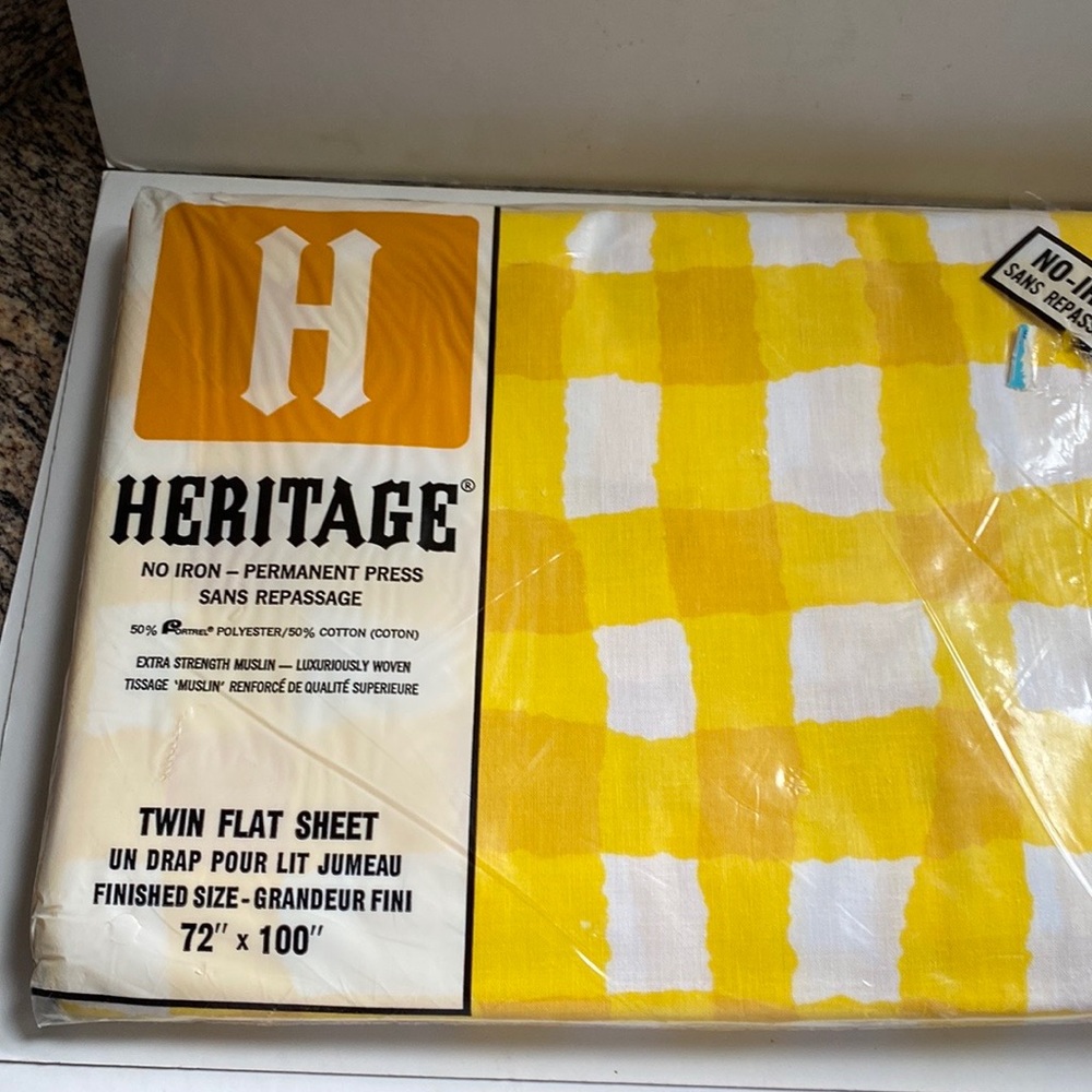 Heritage Twin flat sheet. New old stock. Never been opened.